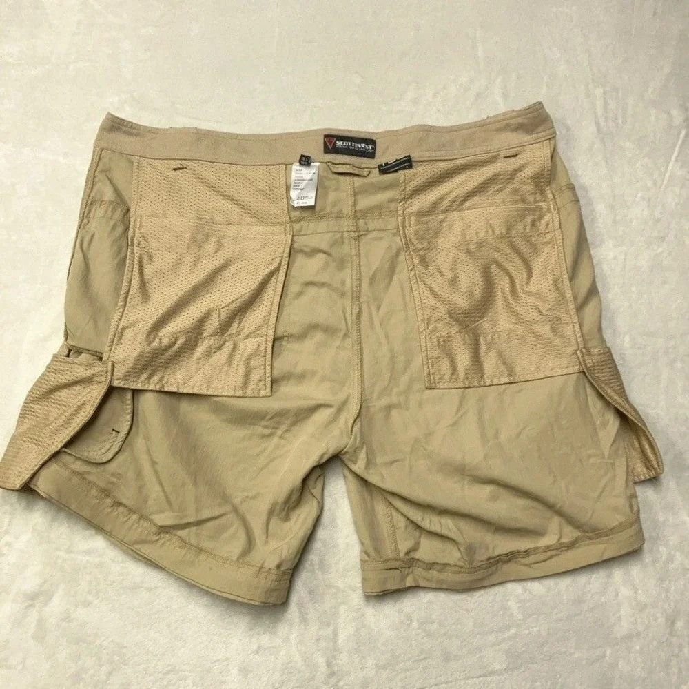 SCOTTeVEST Shorts Mens 40 Beige Tan TEC 8 Pockets Nylon Outdoor Hiking Tactical
